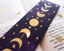 Load image into Gallery viewer, Moon Phases Gold Foil Bookmark

