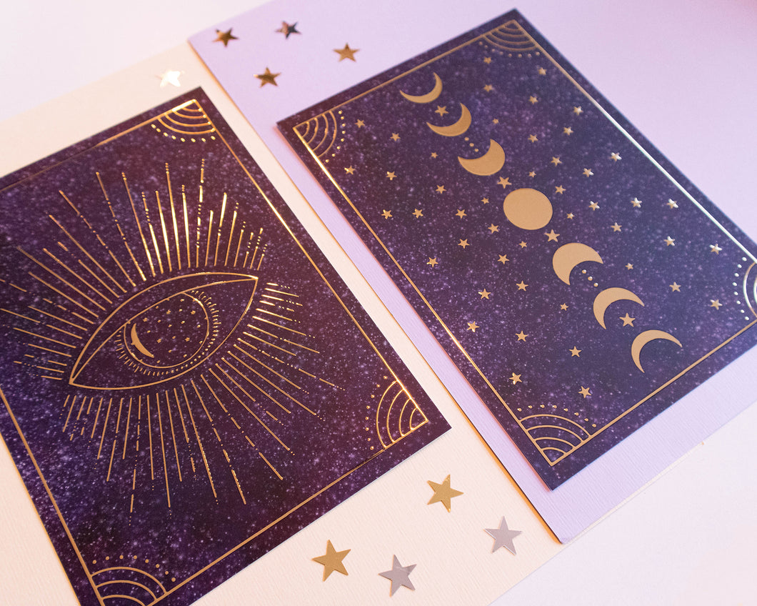 Set of 2 Magical Moon Gold Foil Prints