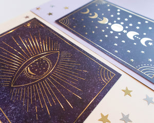 Set of 2 Magical Moon Gold Foil Prints